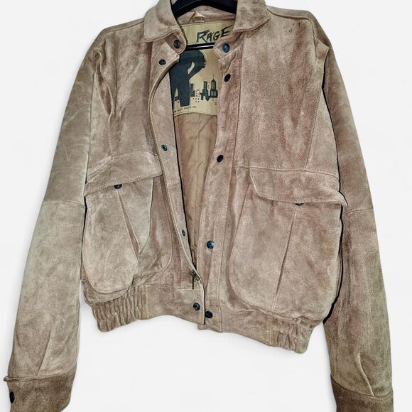 Vintage 80s Rage for the Man Elliot Kastle Suede Leather Bomber Jacket - Picture 1 of 8
